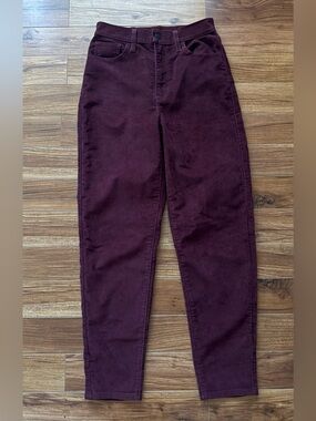 Levi's High Waisted Corduroy Mom Jeans Burgundy Maroon Size 27